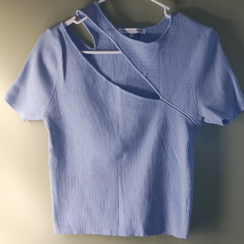 Endless Rose Light Blue Asymmetric Blouse